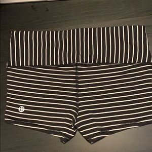 Black and white striped lululemon shorts